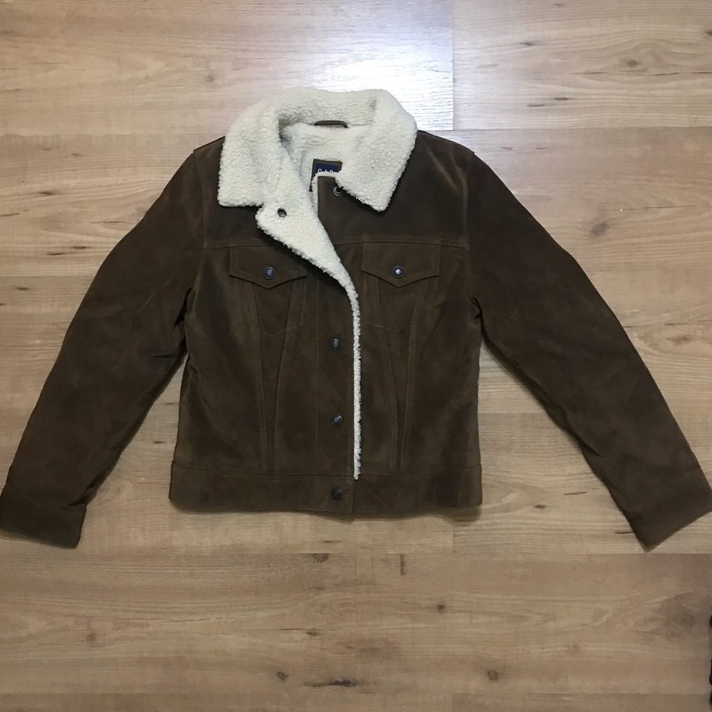 Gap Leather & Suede Shearling Y2K Sherpa Jacket